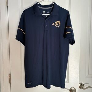 Los Angeles Rams Shirt Mens Large Blue Nike Polo Dri-Fit Vintage